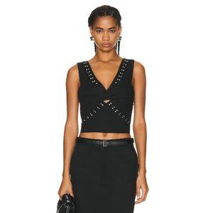 NEW IRO Paris Ryad Studded Designer Top Black Size 8